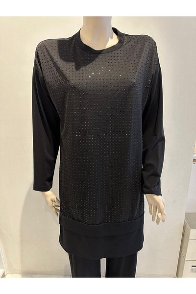 FUAT GÜRSEN Plus Size Bead Detailed Tunic Pants Set