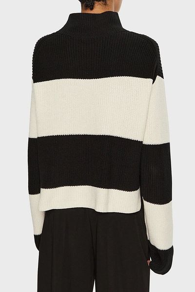Calvin Klein Women's Ck Chunky Loose High-Top Sweater - Black - White
