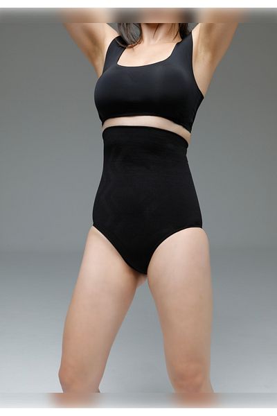 MİSTİRİK Ψηλόμεσο Biloba Μοντέλο Seamless Slip Corset - Αντιχαλαρωμένο, Μαύρο Χρώμα