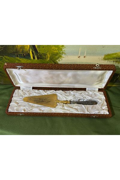 tayfuntufan antika koleksiyon 1960S French Gold and Silver Plating Serving Spatula - Spatula Length 25.5 cm - 97634