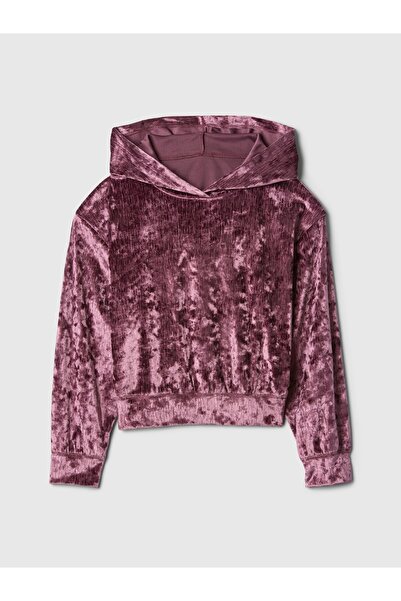 GAP Kız Çocuk Mor Relaxed Fit Kadife Sweatshirt