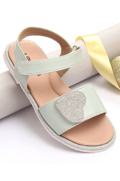 Pine kids Sandals with Velcro Closure and Heart Applique- Blue