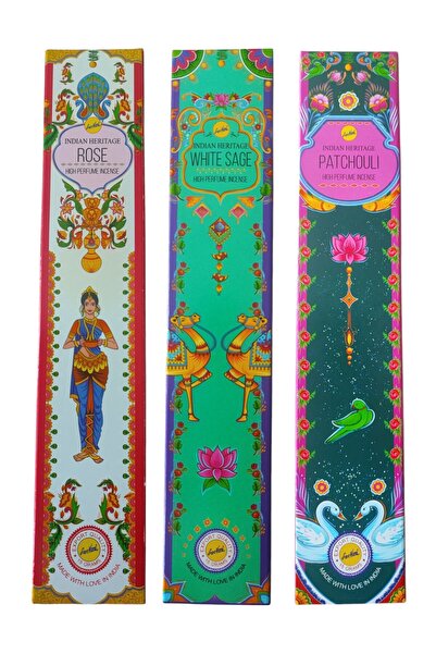 sree vani SREE VANİ Manifest 3lü Set Çubuk Tütsü (Rose-WhiteSage-Patchoulı)