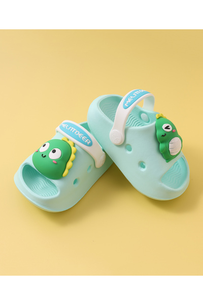 SAPS Dino Design Slip On Style Sliders - Green
