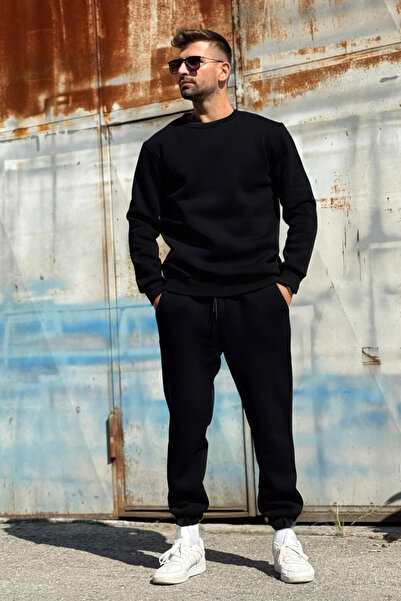 BayBayan Ανδρικό Σετ Φόρμας Crew Neck 3 Thread