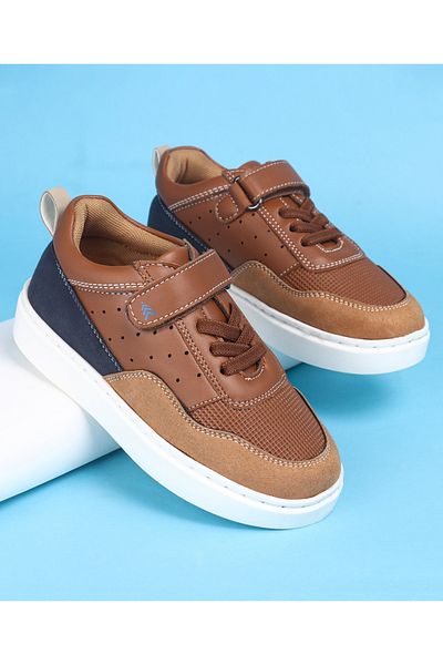 Pine kids Casual Shoes with Velcro Closure - Tan Brown
