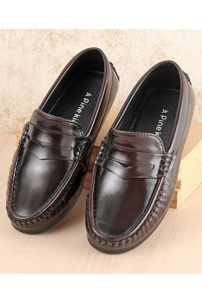 Pine kids Slip on Formal Wear Shoes - Coffee Brown