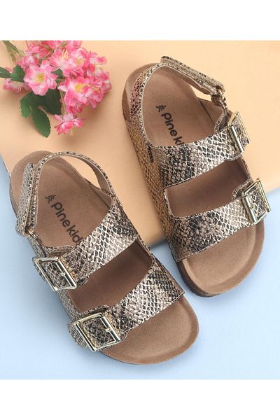 Pine kids Sandals with Velcro Closure - Golden