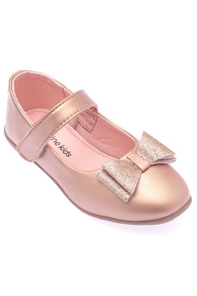 Pine kids Ballerina With Bow Applique & Velcro Closure - Pink