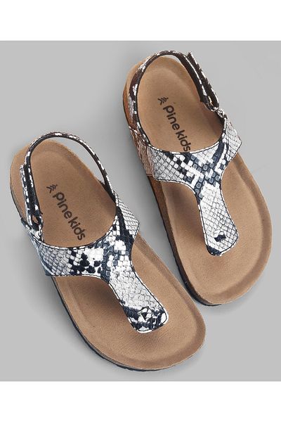Pine kids Casual Wear Sandals with Velcro Belt Closure - Silver