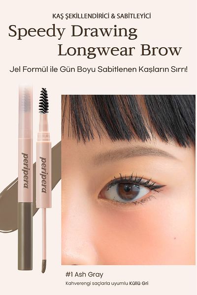 PERIPERA Long-Lasting Intense Pigmented Eyebrow Gel Peripera Speedy Drawing Longwear Brow (01 Ash Gray)