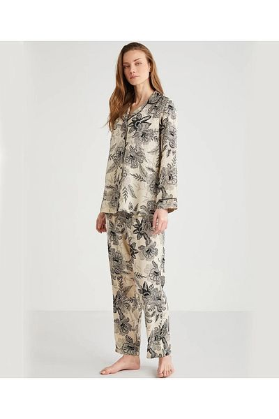 Penyemood GULER DE CAMĂȘĂ SET PIJAMA FEMEI CU MÂNECĂ LUNGĂ CU NASTURI
