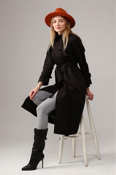 Jamila Lined Cotton Women's Trench Coat-cap