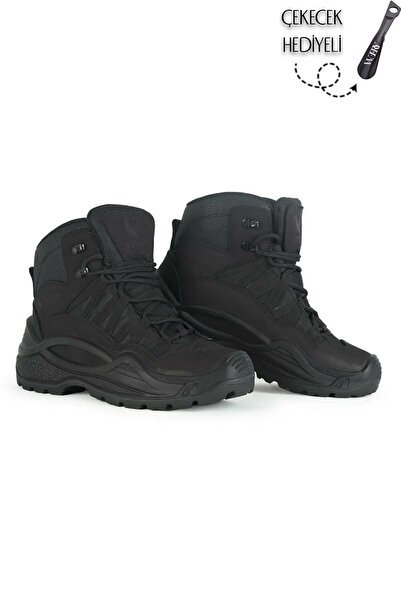 e&e Vogel 1492 C Nubuk Deri Siyah Suya Karşı Dayanıklı Kısa Fermuarsız Outdoo...