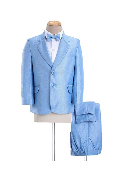 Babyhug Full Sleeves 3 Piece Stretch Party Suit with Bow - Light Blue