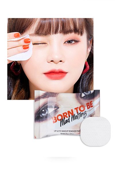Missha 10 pieces Lip And eye Makeup RemovAl Pads - A'pieu Born To Be Mad Melting Lip&eye Makeup Remover Pads