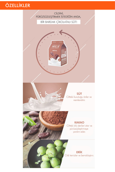 Missha Pürüzsüzleştirici Yaprak Maske (ÇİKOLATA-SÜT) A'pıeu Chocolate Milk One-pack