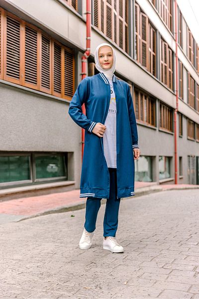 COSMOS BOX Indigo Γυναικεία Φούτερ Hijab - Σετ Τριπλό Τούνικ