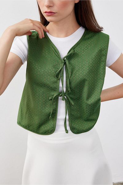 Fahhar Jacquard Women's Vest Green