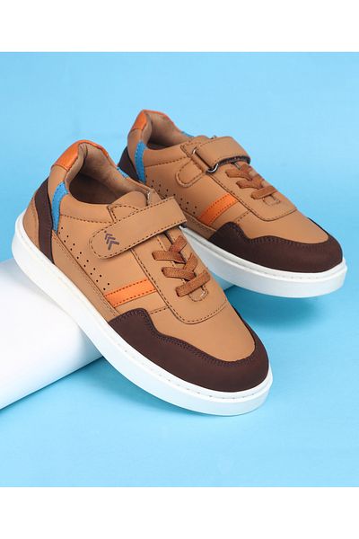Pine kids Velcro Closure Casual Shoes  - Tan Brown