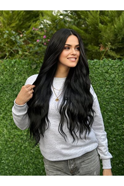 Fenomen Peruk Siyah Perçemsiz Dalgalı Vip Peruk