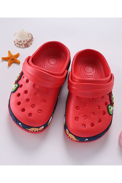 SAPS Dino Desgined Slip On Clogs - Red