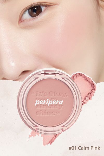 PERIPERA Sebum Balancing Powder Blush in Pastel Tones Peripera Pure Blushed Sunshine Cheek (01 Calm Pink)