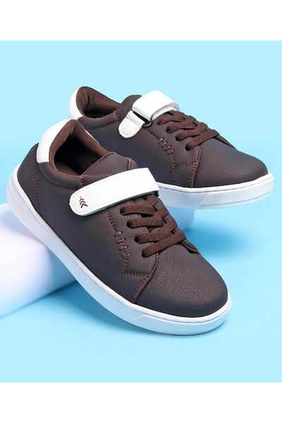 Pine kids Velcro and Lace Closure Casual Shoes - Brown