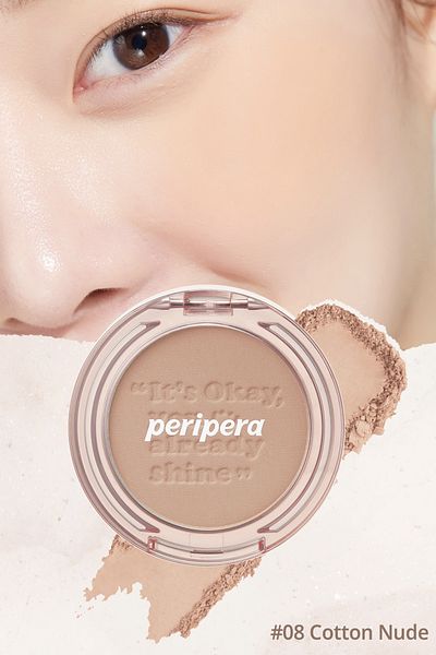 PERIPERA Peripera Pure Blushed Sunshine Cheek - Sebum Balancing Powder Blush in Pastel Tones (08 Cotton Nude)