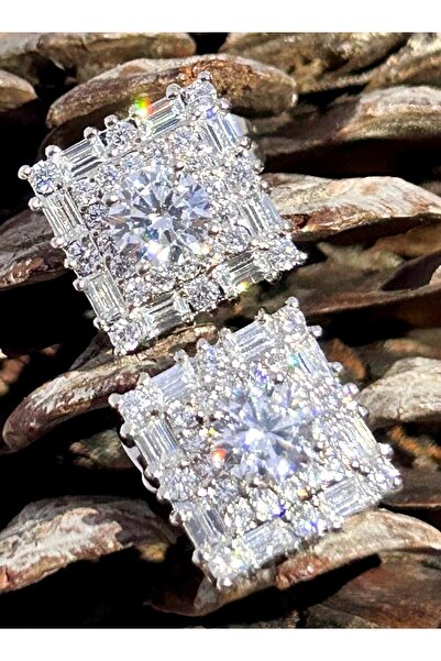 juleeco Zirkon Tek Taşlı Gümüş Renk Rodyum Küpe(XUPİNG)