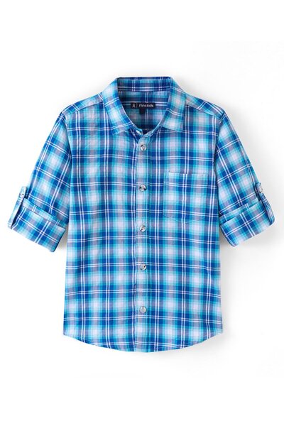 Pine kids Pine Kids 100% Cotton Full Sleeves Check Shirts - Blue