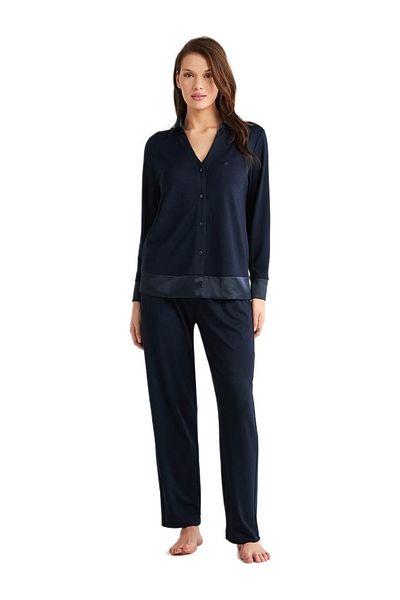 Penyemood Shirt Collar Button Long Sleeve Women's Pjamas Suit