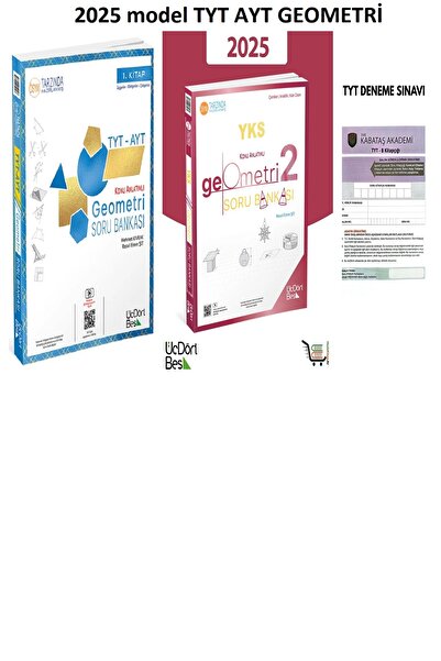 Üç Dört Beş Yayıncılık 345 TYT-AYT Geometri 1. Kitap  2. KİTAP Soru Bankası