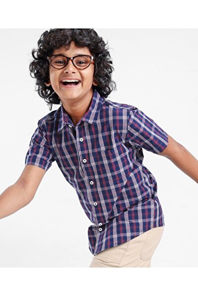 Pine kids Pine Kids Cotton Half Sleeves Checks Shirts - Navy Blue