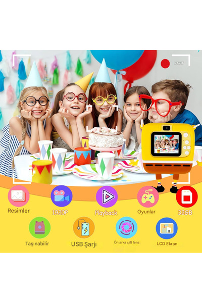 qasul Çocuklar için Yılbaşı Hediyeleri Sünger Bob Kare Pantolon 1080 P HD Dijital Video Kamera