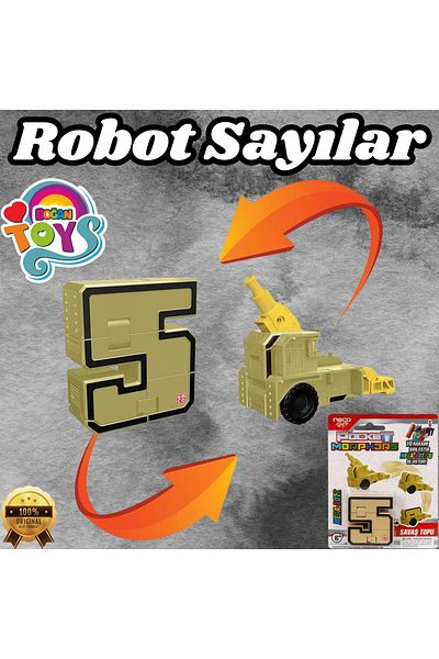 Doğan Oyuncak Dünyası Pocket Morphers 5 War Ball - Robot Transforming Numbers - Number 5 Robot - Transformers - Robot Number