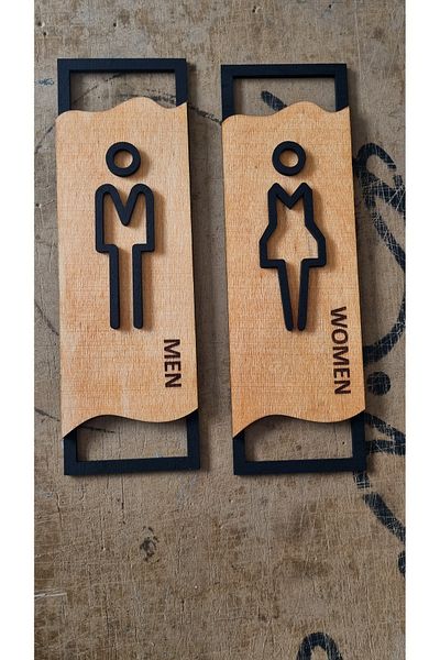 Kraft Wooden Male-Female WC Sign