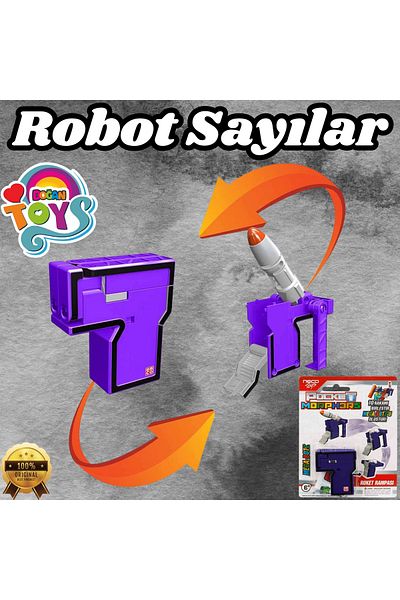 Doğan Oyuncak Dünyası Pocket Morphers 7 - Rocket Ramp and Robot Transforming Numbers, Number 7 Robot Transformers