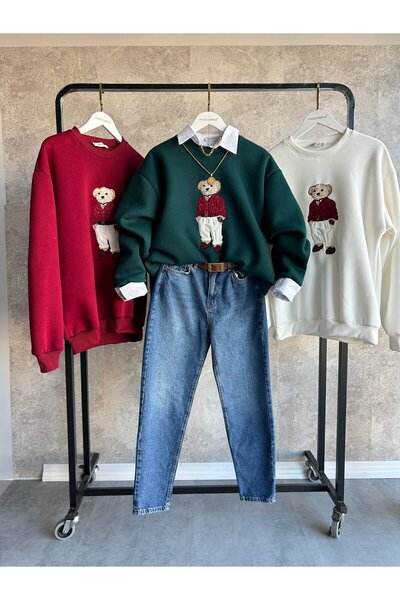 modabetce سويت شيرت نسائي مطرز على شكل دب