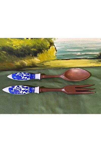 tayfuntufan antika koleksiyon Avrupa porselen saplı ahşap servis seti 28 cm b...