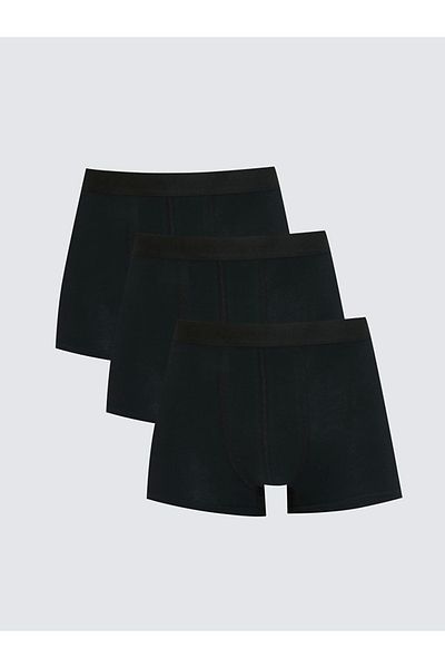 LC Waikiki Μαύρο Standard Mold Cotton Flexible Ανδρικό Boxer Σετ 3 τεμαχίων