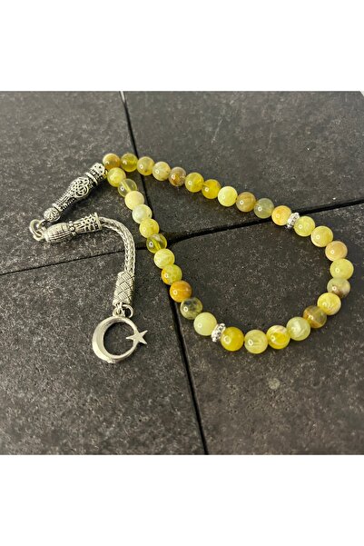 YILDIZ DOĞAL TAŞ SERTİFİKALI Sarı Opal 6mm 33lük Doğal Taş Tesbih