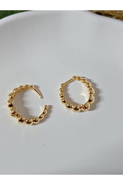 mos&more Gold Topçuklu Halka Marka Küçük Kadın Küpe