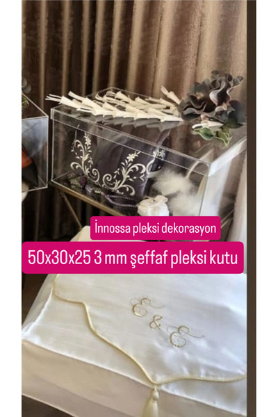 innossa pleksi dekorasyon 50x30x25  Boş Kutu Gelin Damat Bohçası Pleksi Kutu