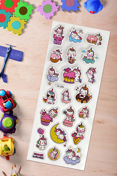 BP Tattoo Pony Renkli Unicorn Kabartmalı Sticker Yapıştırma