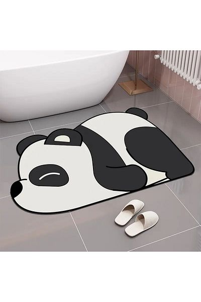 Else Dekor Else Panda Covoraș de baie pentru duș, cu absorbție de apă, scaun de toaletă, covoraș de baie cu animale dintr-o bucată