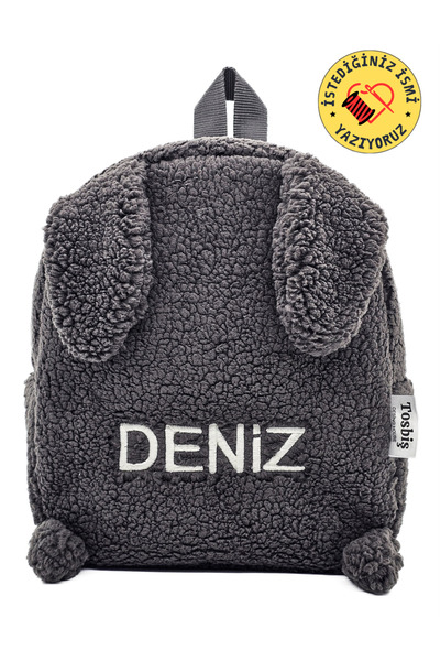 Tosbiş [ İSTEDİĞİNİZ İSMİ NAKIŞLA YAZIYORUZ ] Tavşan Antrasit 0-8 Yaş Çocuk S...