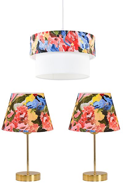 EvLight Set of 3 Oil Paint Fresh Chandelier and Lampshade Set