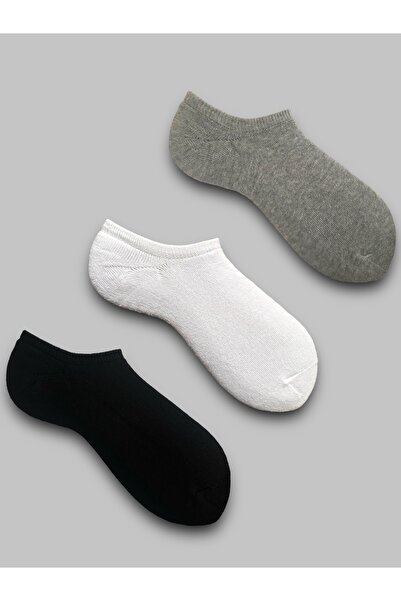 Çorabistaan 3 Çift Siyah Beyaz Gri Kadın Erkek Unisex Havlu Örme Sneakers Gör...