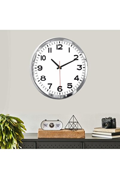 Revello SAATDUKKANDUVAR HOME DAN HEDİYELİK KROM  SALON VE ODALAR İÇİN   DUVAR SAATİ   30 CM